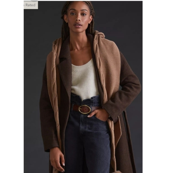 NEW Anthropologie Camel Tan Hooded Scarf / Winter Wrap - Picture 2 of 7